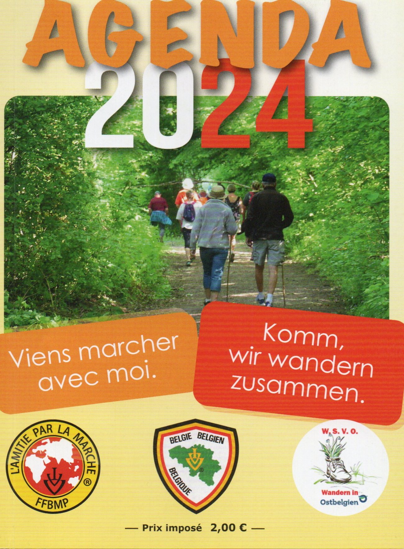Calendrier 2024 recto Fédération Francophone Belge de Marches Populaires (FFBMP)